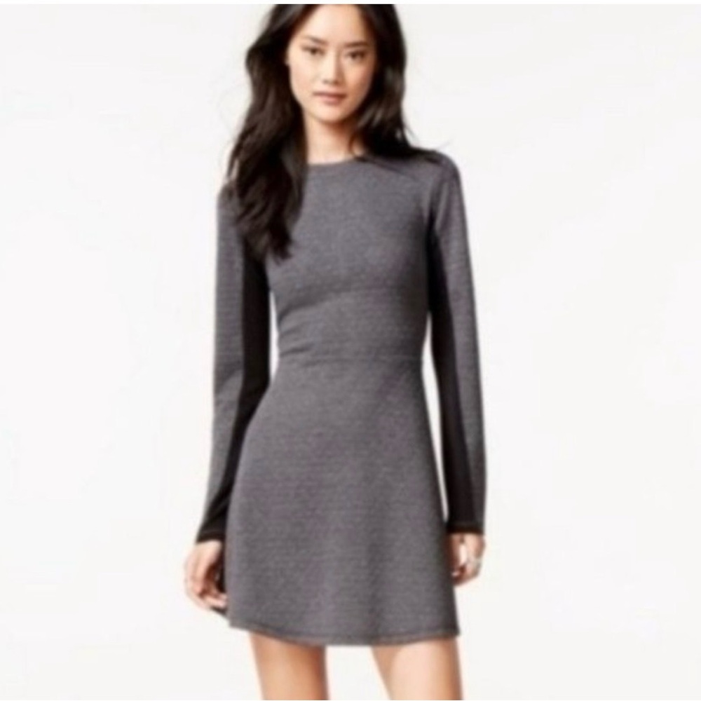 RACHEL Rachel Roy Long Sleeve Mixed Media A-Line Dress M